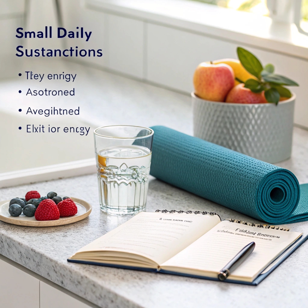 Calm workspace with natural light and a cup of herbal tea